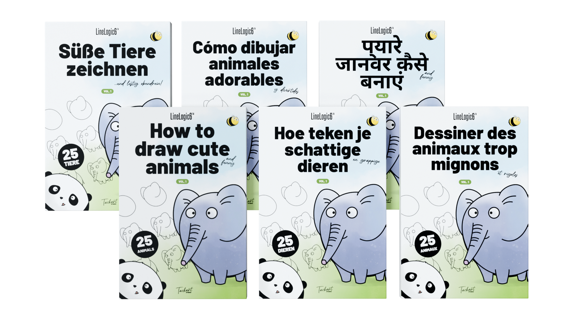 LineLogic6 drawing book available in 6 languages